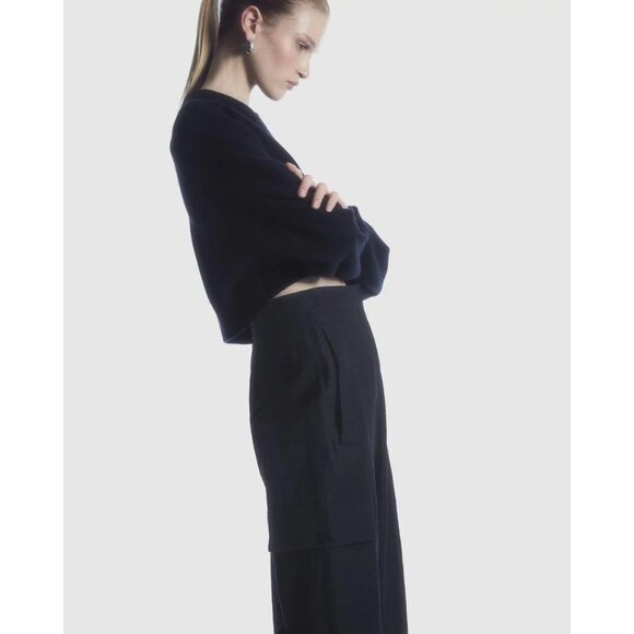 COS Black Cotton Canvas High Rise Wide Leg Cargo Pants, Size 2 - Picture 5 of 15